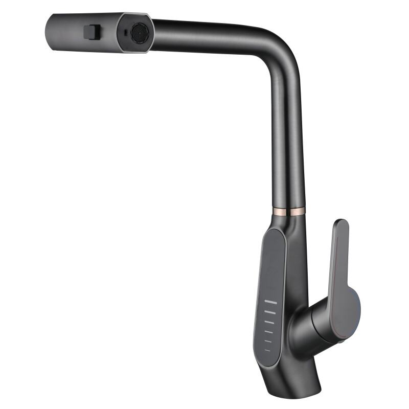 1LS580201 Wholesale Single Handle Brass Tap with Pull Down Sprayer and Flexible for Kitchen Sink Brushed Gold