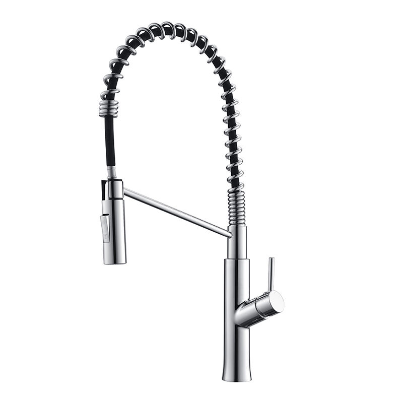 1LG260203 High Quality Brass Kitchen Faucet Single Handle with Pull Down Sprayer and Flexible Hose Gun Grey