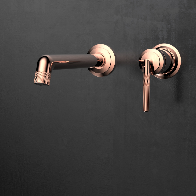 Yaji Series 1LU150103 Professional Grade Brass Water Mixer for Two Holes Bathroom Sink Installation Rose Gold