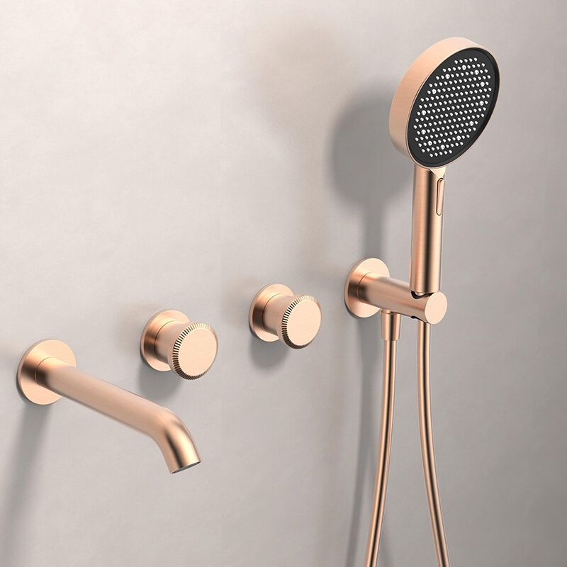 Sekko series 1SE500205 Luxury 2-Handle Brass Bath Faucet Set with Wall Mounted Spout and Concealed Hand Shower for Tub Gold