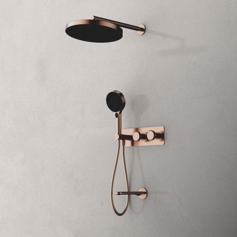 Sekko series 1SE500704 Complete Bathroom Spa Kit Concealed Brass Mixer Rainfall Shower and Waterfall Set Gun Grey