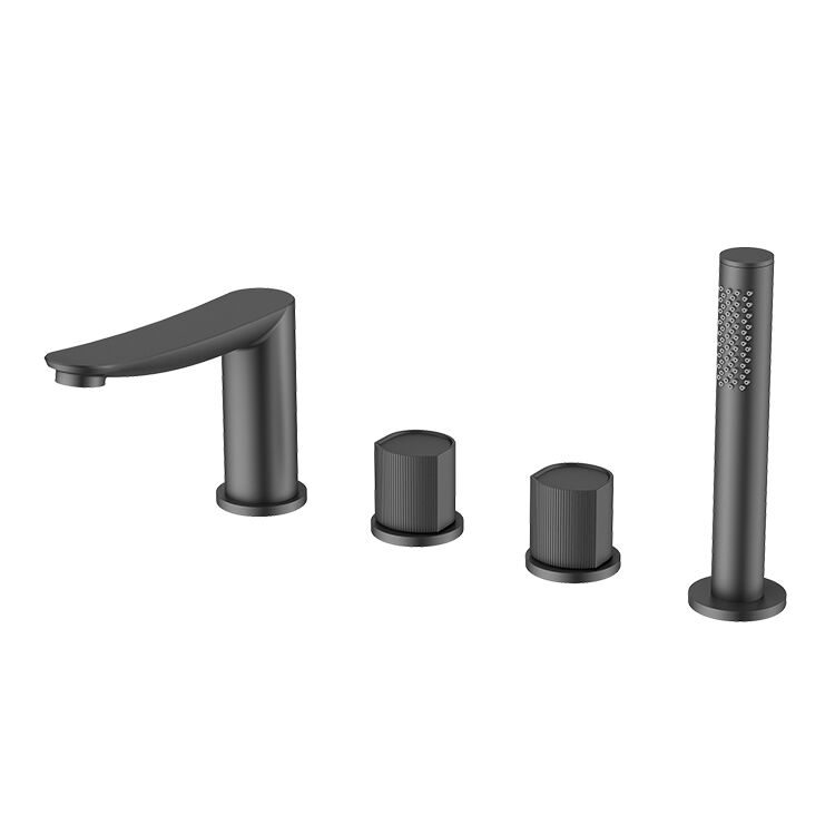Sun Series 1LN130108 High-End Brass 2-Handle Bath Tub Faucet Set Deck Mounted Spout with Shower for Bathroom Black