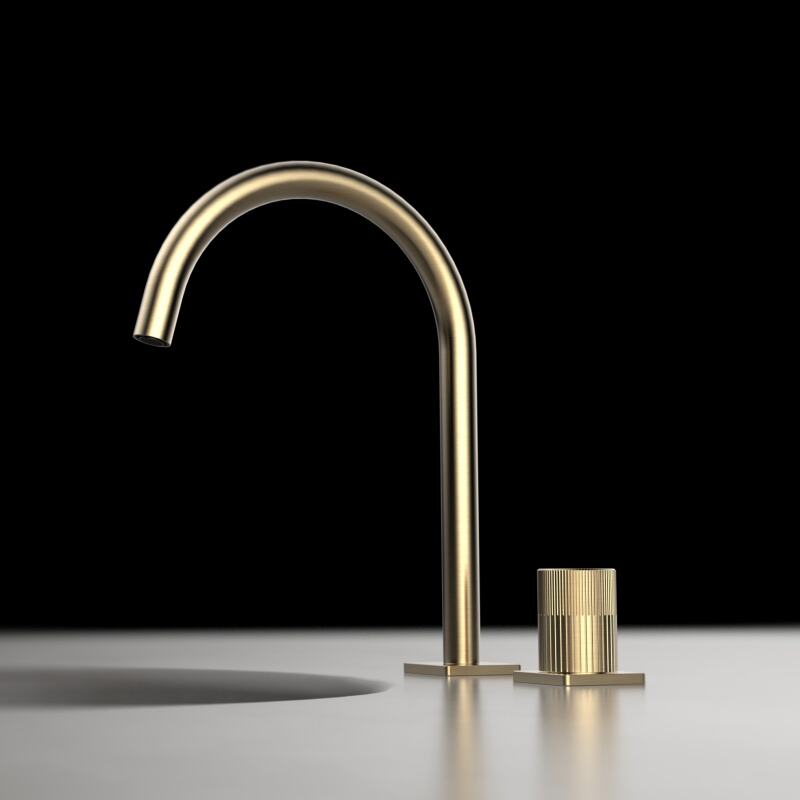 Simai Series 1SM500103 Modern Style Brass Bathroom Faucet Deck Mounted 2 Holes Basin Water Mixer Black