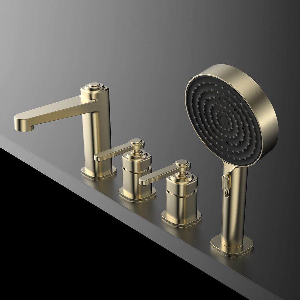 Laosi Series 1LU060400 Premium Bath Tub Tap Set Mixer with Brass Waterfall Faucet and Shower Handle Gun Grey