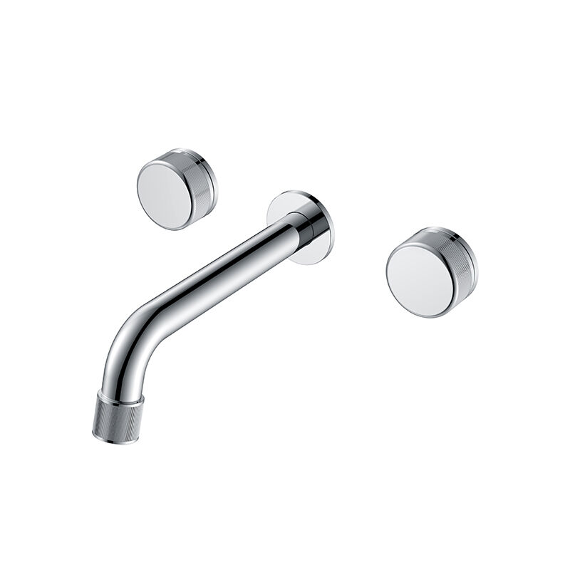 Fly Series 1LN050107 Modern Style Brass Bathroom Faucet Wall Mounted 3 Holes Basin Water Mixer Chrome