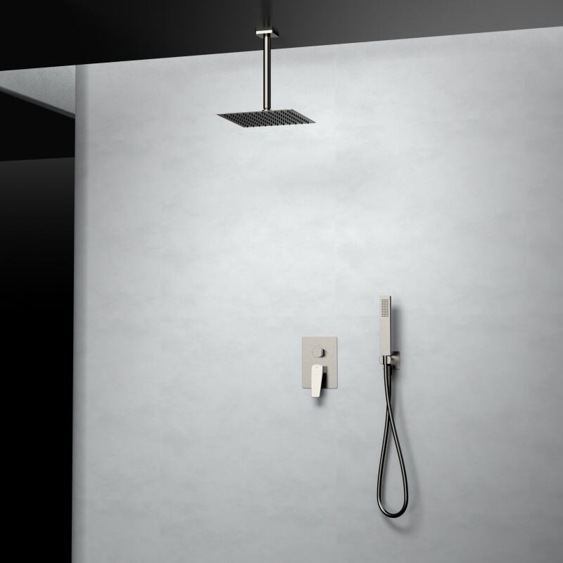 Nuoya Series 1NY500700 Thermostatic Smart Conceal Brass Mixer Valve Set with Rain Showerhead and Waterfall Bath Spout Black