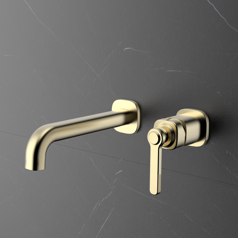 Laosi Series 1LU060109 Modern Style Brass Bathroom Faucet Wall Mounted 2 Holes Basin Water Mixer Black