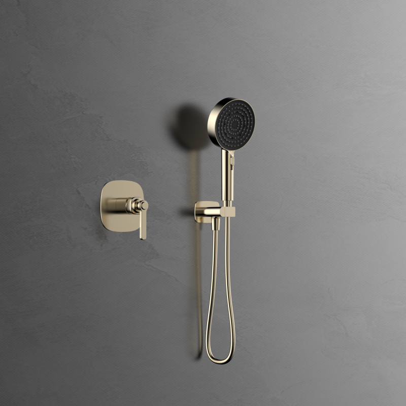 Laosi Series 1LU060304 High-Quality Brass Concealed Valve for Rainfall Shower and Waterfall Bathroom Mixer Set Gold