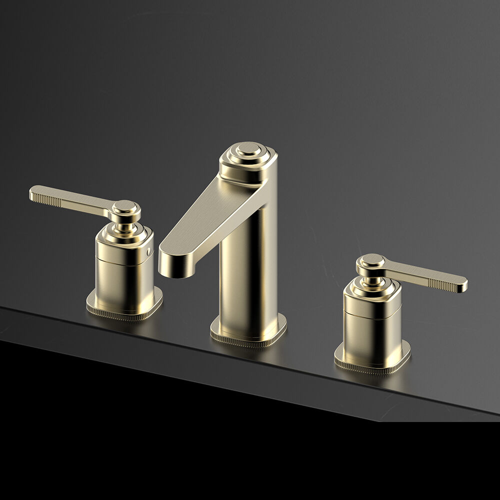 Laosi Series 1LU060107 Luxury Brass 2-Handle Wash Basin Mixer 3 Holes Deck Mounted Bathroom Faucet Design Gun Grey