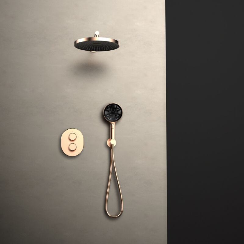 Sekko series 1SE500701 Luxury Brass Conceal Valve System with Rain Showerhead and Waterfall Spout for Bathroom Black