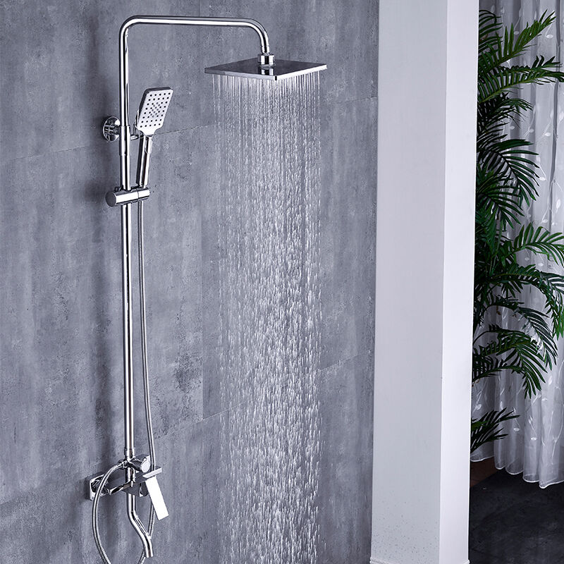 LE640102 Complete Brass Bath Rain Shower Faucet Mixer Set Kit for Large Bathroom Space Gun Grey