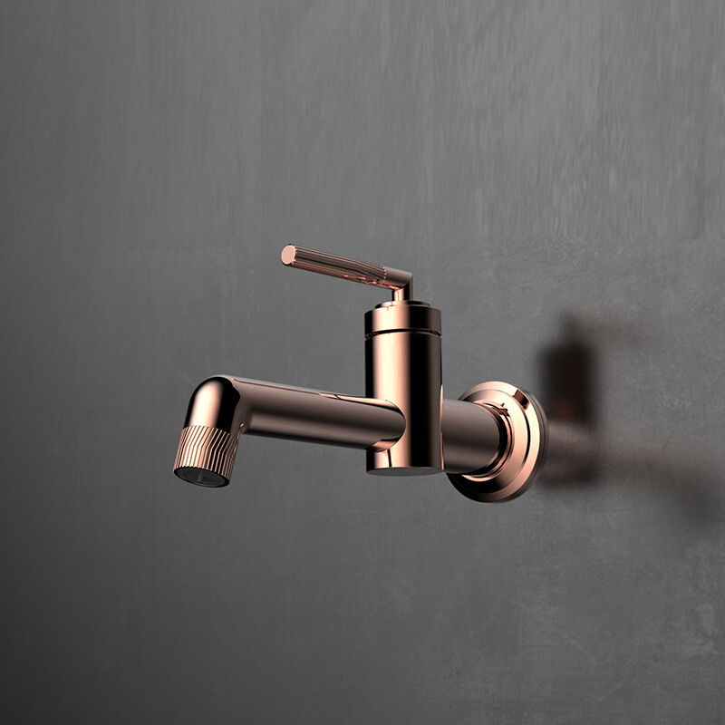 Yaji Series 1LU150102 Brass Cold Hot Water Mixer Wash Basin Faucet Wall Mounted Single Holes For Bathroom Gold