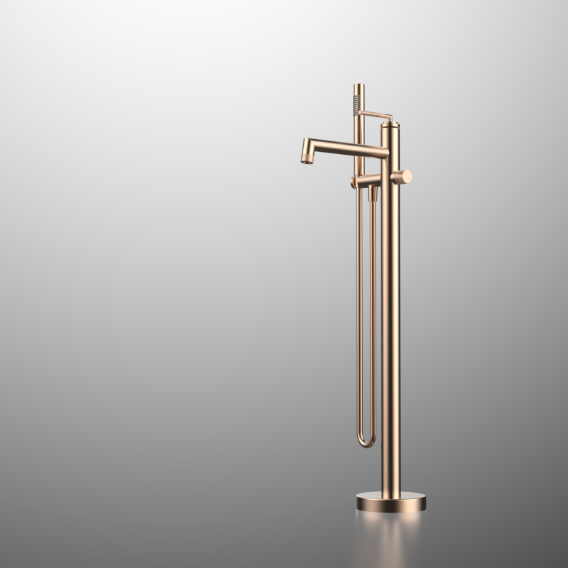 Yaji Series 1LU150401 Luxury Freestanding Bath Tub Faucet Set Brass Spout with Hand Shower Mixer Rose Gold
