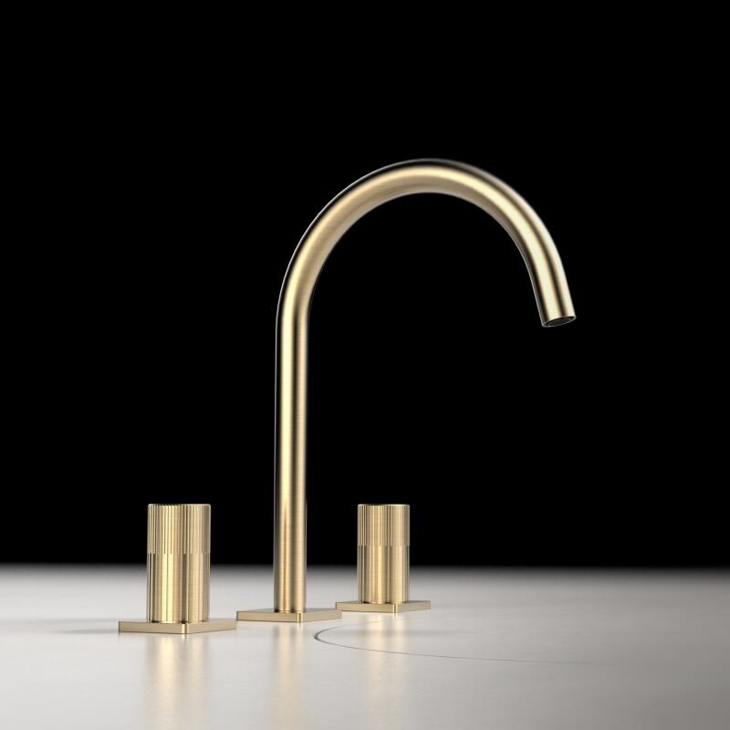 Simai Series 1SM500104 Luxury 2-Handle Brass Wash Basin Mixer 3 Holes Deck Mounted Bathroom Faucet Design Gun Grey