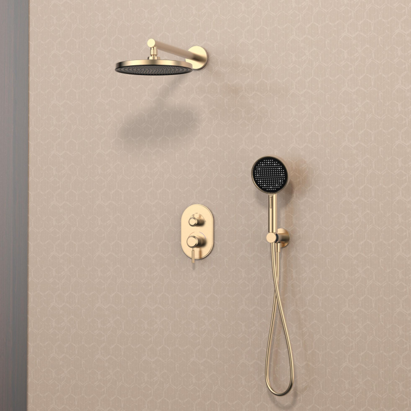 Parsons Series 1PS500701 Spa Shower System Concealed Brass Mixer Rain Showerhead Waterfall Spout Kit  Brushed Gold