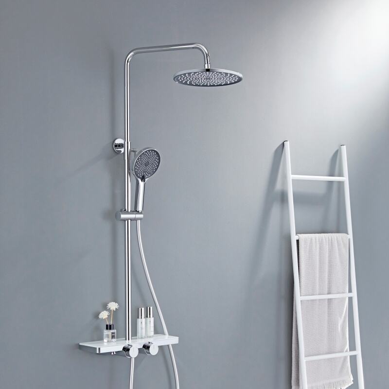 LE610105 Thermostatic  High-Quality Brass Bath  Rain Rainfall Shower Faucet Set Mixer Complete Kit for Home Gun Grey