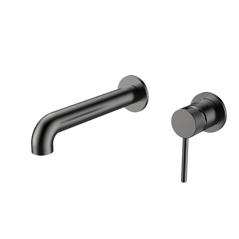 NewCool Series 1LN740110 Modern Style Brass Bathroom Faucet Wall Mounted 2 Holes Basin Water Mixer Brushed Gold