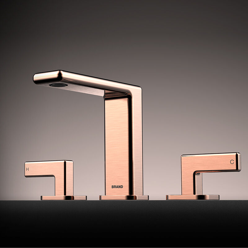 Xingbo series 1XB600104 Elegant Brass Wash Basin Faucet Deck Mounted 2-Handle 3 Holes Bathroom Sink Mixer Tap Gun Grey 