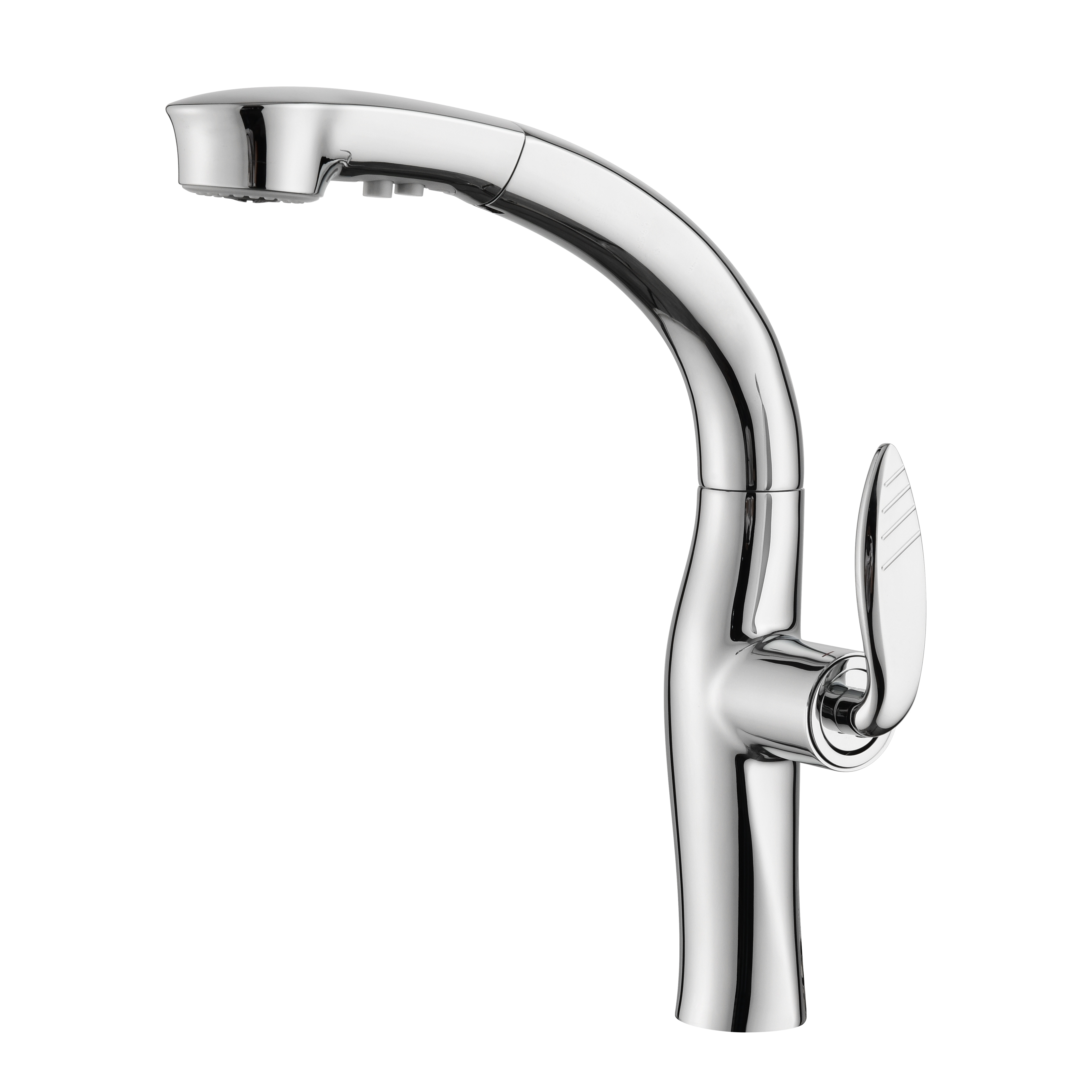 1LG050204 High Quality Brass Kitchen Faucet Single Handle with Pull Down Sprayer and Flexible Hose Gun Grey