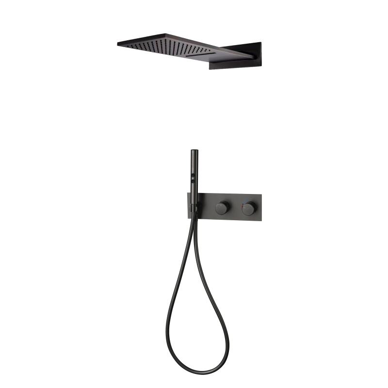 LE830103 Luxury Brass Conceal Valve System with Rain Showerhead and Waterfall Spout for Bathroom