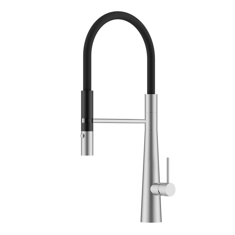 1LG260200 Wholesale Brass Cold Hot Water Mixer Tap with Pull Out Sprayer and Flexible for Kitchen Gun Grey
