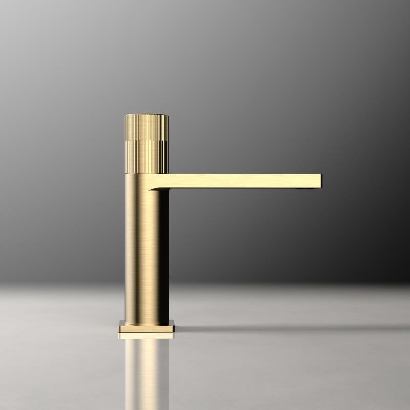 Simai Series 1SM500101 Modern Style Brass Bathroom Faucet Deck Mounted Single Hole Basin Water Mixer Brushed Gold