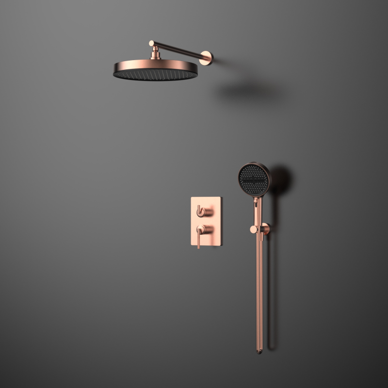 Yaji Series 1LU150303 Modern Bathroom Upgrade Concealed Brass Mixer Set with Rainfall and Waterfall Heads  Gold