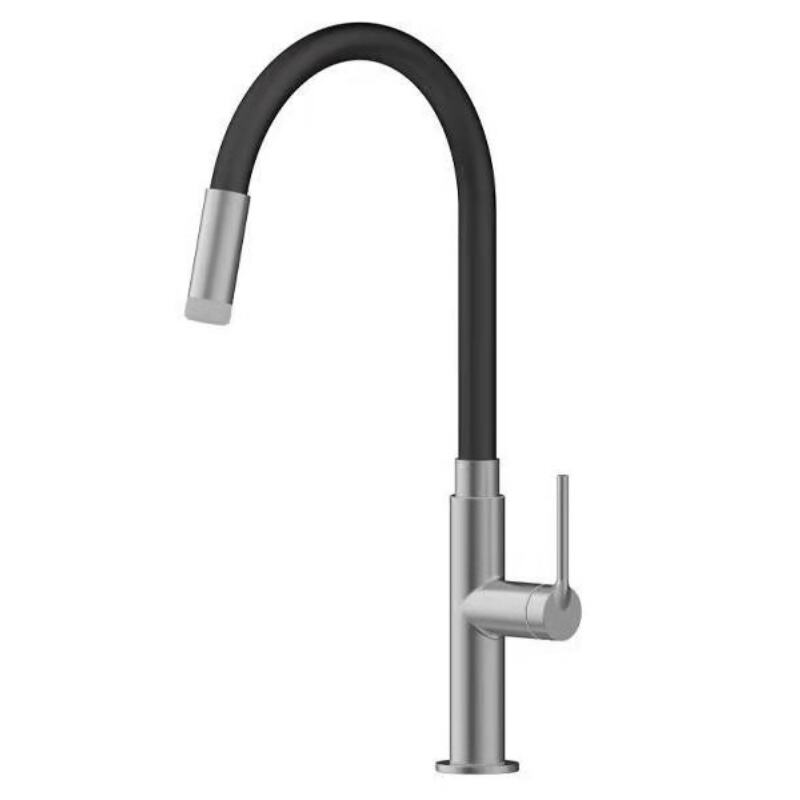 1LO090200 Single Handle Brass Kitchen Faucet with Pull Down Sprayer for Easy 360 Rotation and Mixing Black