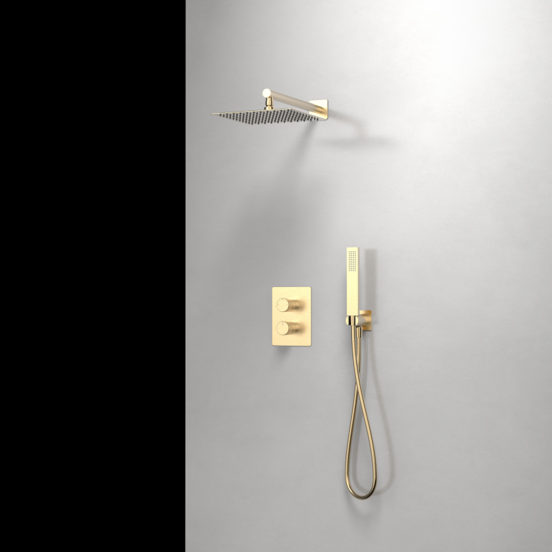 Simai Series 1SM500600 Designer Bathroom Shower Kit Concealed Brass Mixer Rainfall Effect and Waterfall Tap Rose Gold