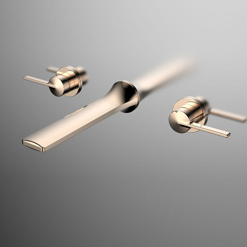 Xifan Series 1XF500201 Luxury Brass 3 Holes Mixer Tap Wall Mounted for Bathroom Wash Basin Sink Rose Gold