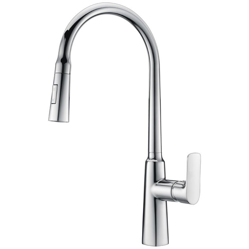 1LG050201 Flexible 360 Rotation Brass Kitchen Faucet with Pull Out Sprayer and Single Handle Mixer Gun Grey