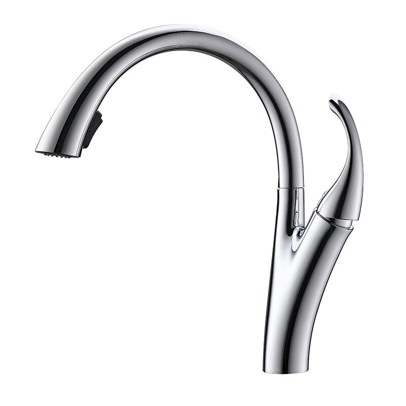 1LG060200 Brass Faucet for Kitchen with Pull Out Sprayer and 360 Rotation Mixing Cold Hot Water Gold