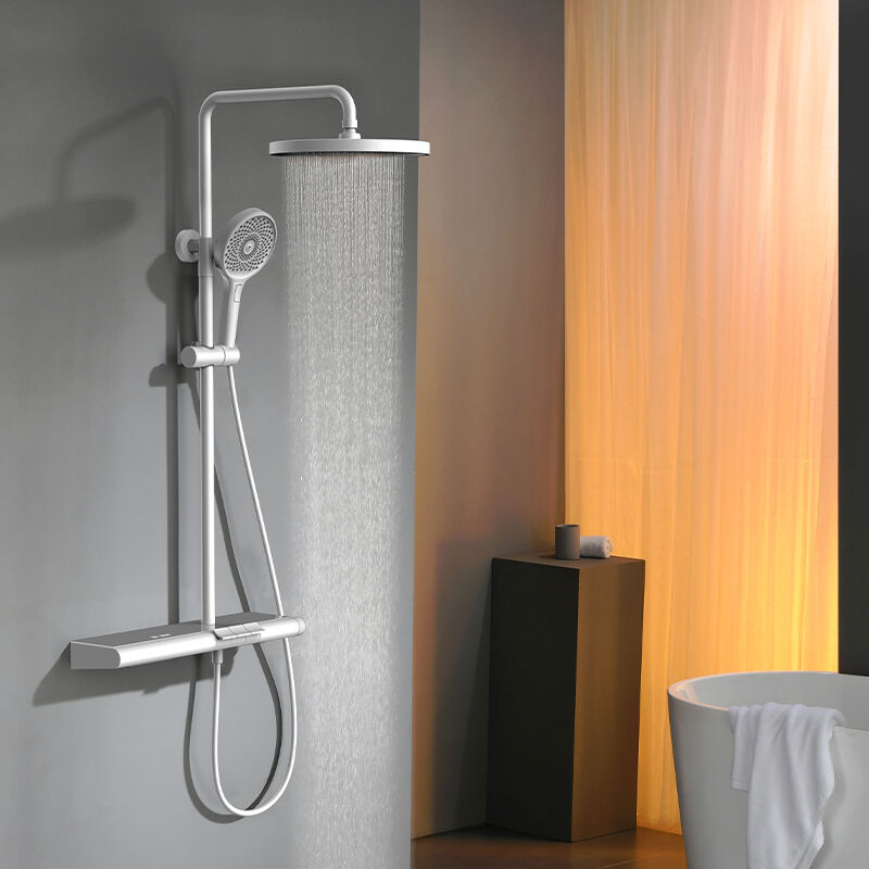 LE630114 High End Grade Elegant Wall Mounted Brass Rain Shower Faucet Mixer Set for Spa Bathroom Gun Grey