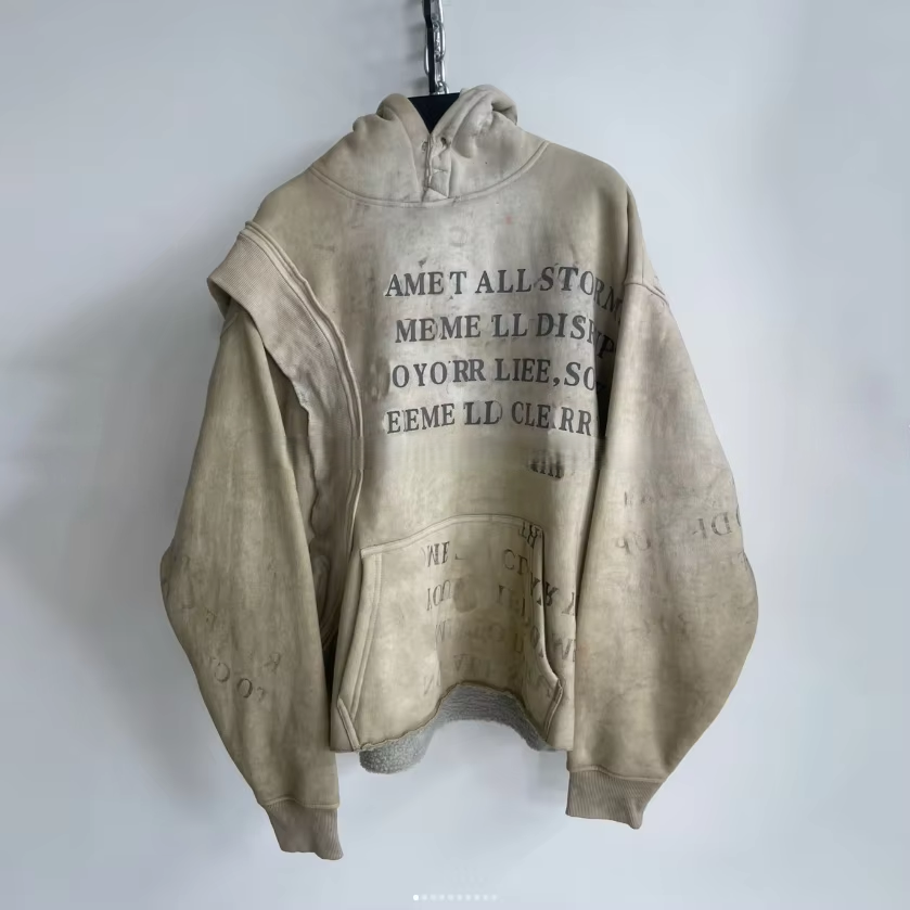 Napakataas na Kalidad na Kustumbreng 360 500 600gsm na Iminprentang Sweatshirt para sa Lalaki na Malaking Sukat na Acid Wash na Mabigat na Katutubong French Terry na Hoodie