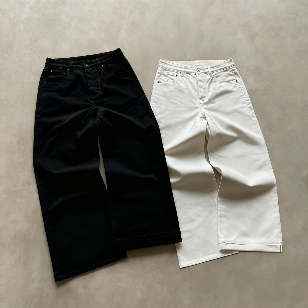 Denim Manufacturer Custom Na Lalaking Tuwid na Binti, Mala-loose, Solid, Blankong Itim Puting Hilaw na Japanese Selvedge Denim Pants Jeans para sa Lalaki