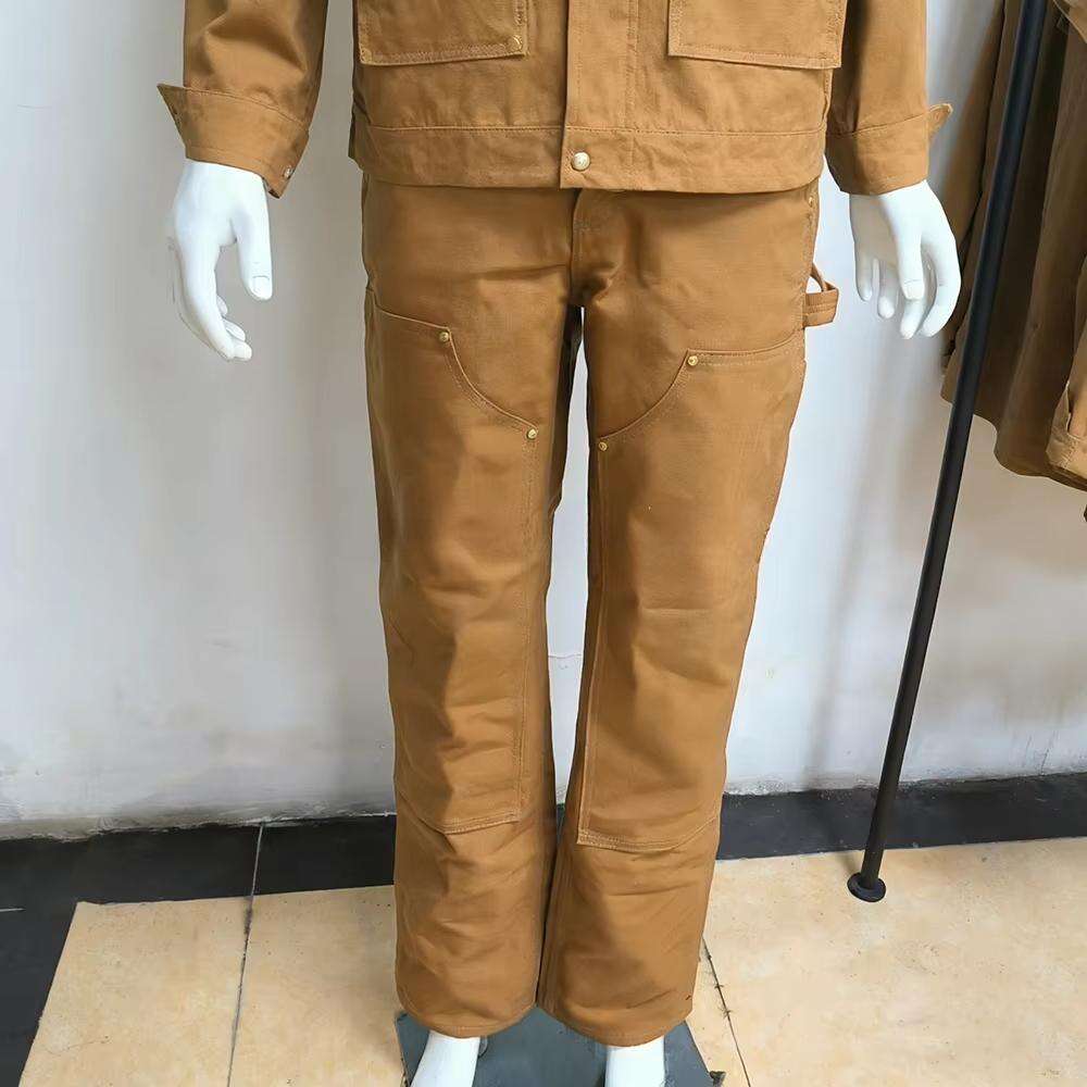 Tagagawa Custom Mataas na Kalidad na Mens Straight Leg Denim Jeans Canvas Work Cargo Pants Double Knee Carpenter Pants para sa Lalaki