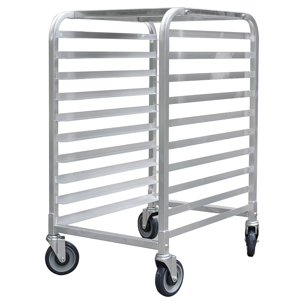 10 Tier 660x510x965mm Aluminum Baking Rack Trolley with Aluminum Top