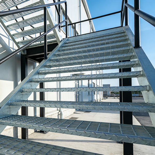 Industrial grade steel grating stairs with anti slip and easy installation suitable for municipal, construction projects, parks, and overpasses