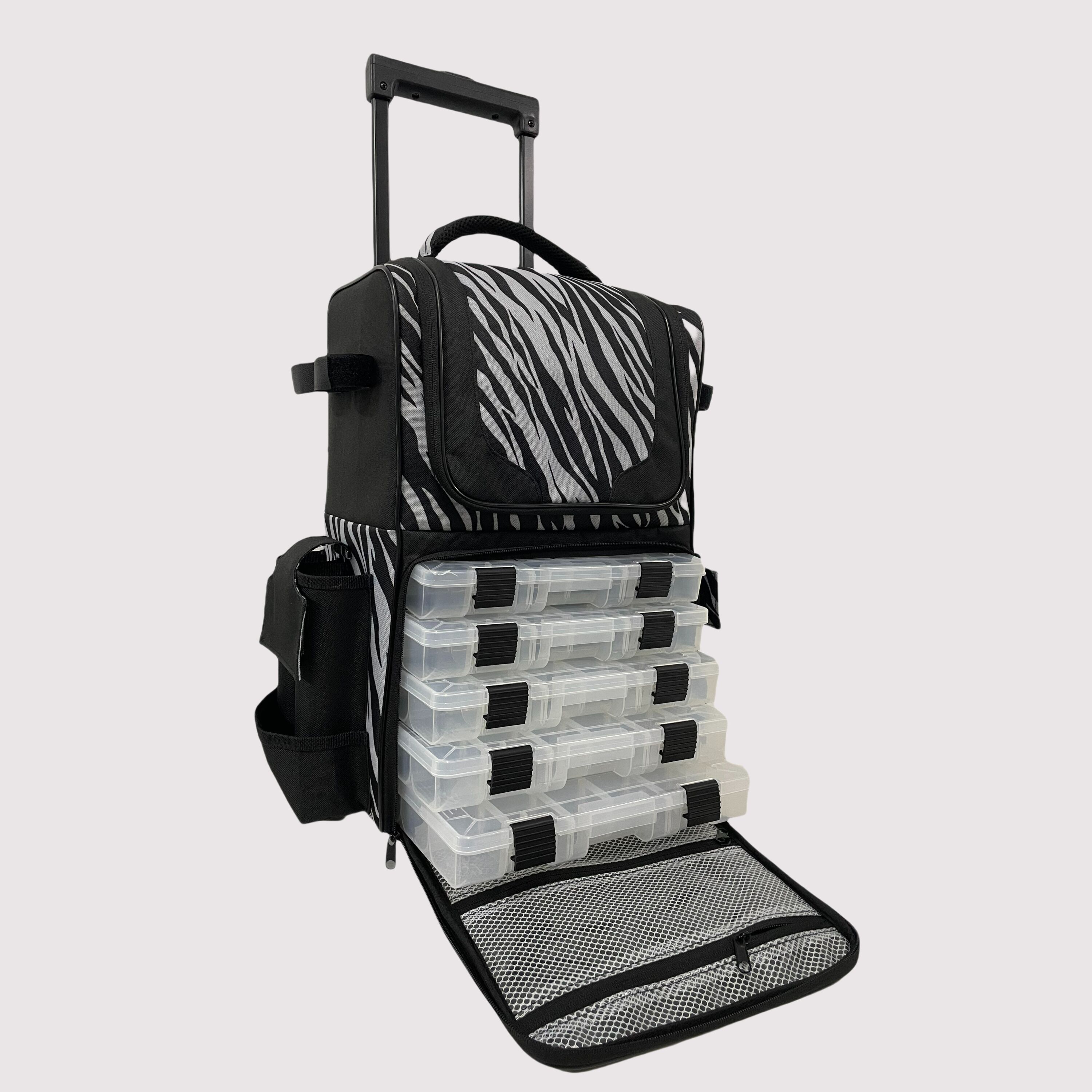 Fishing Trolley Bag Extra layer Storage & Removable Tackle Box Organizer 