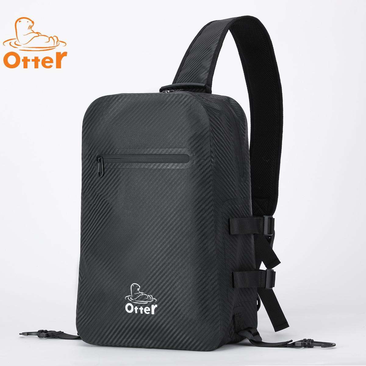 Carbon PVC Waterproof Sling Shoulder Bag For Man