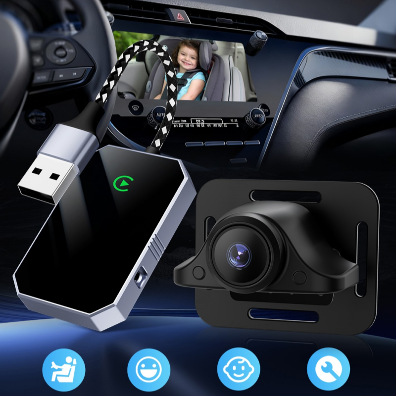 Universal Smart Wireless Carplay Cabin Care Adapter Car Camera Back Seat Baby Monitor for Car