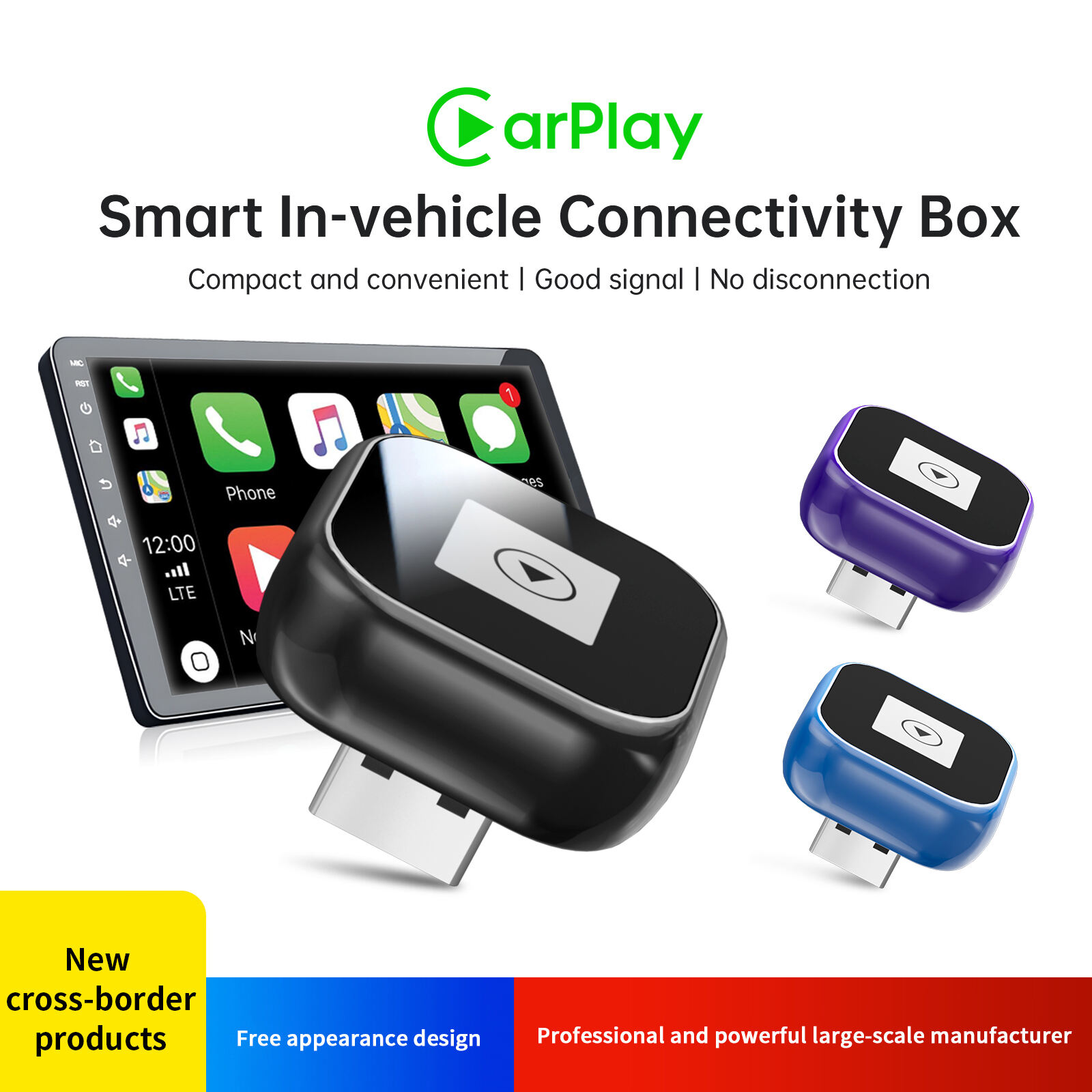 Fuallwin 2025 jogo de carro Upgraded Mini Wireless CarPlay sem fio adaptador No Delay Car Play Dongle Converts Wired Wireless Carplay Adapter inalámbrico for Any Car