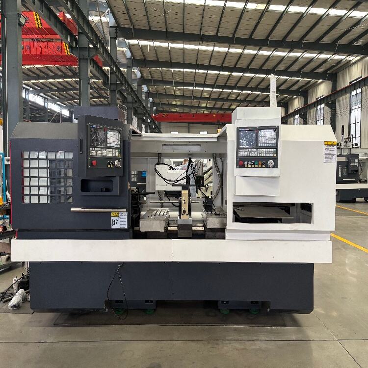 Hydraulic Single-Spindle Double-Head CNC Lathe | Fast Cutting for Precision Machinery Parts