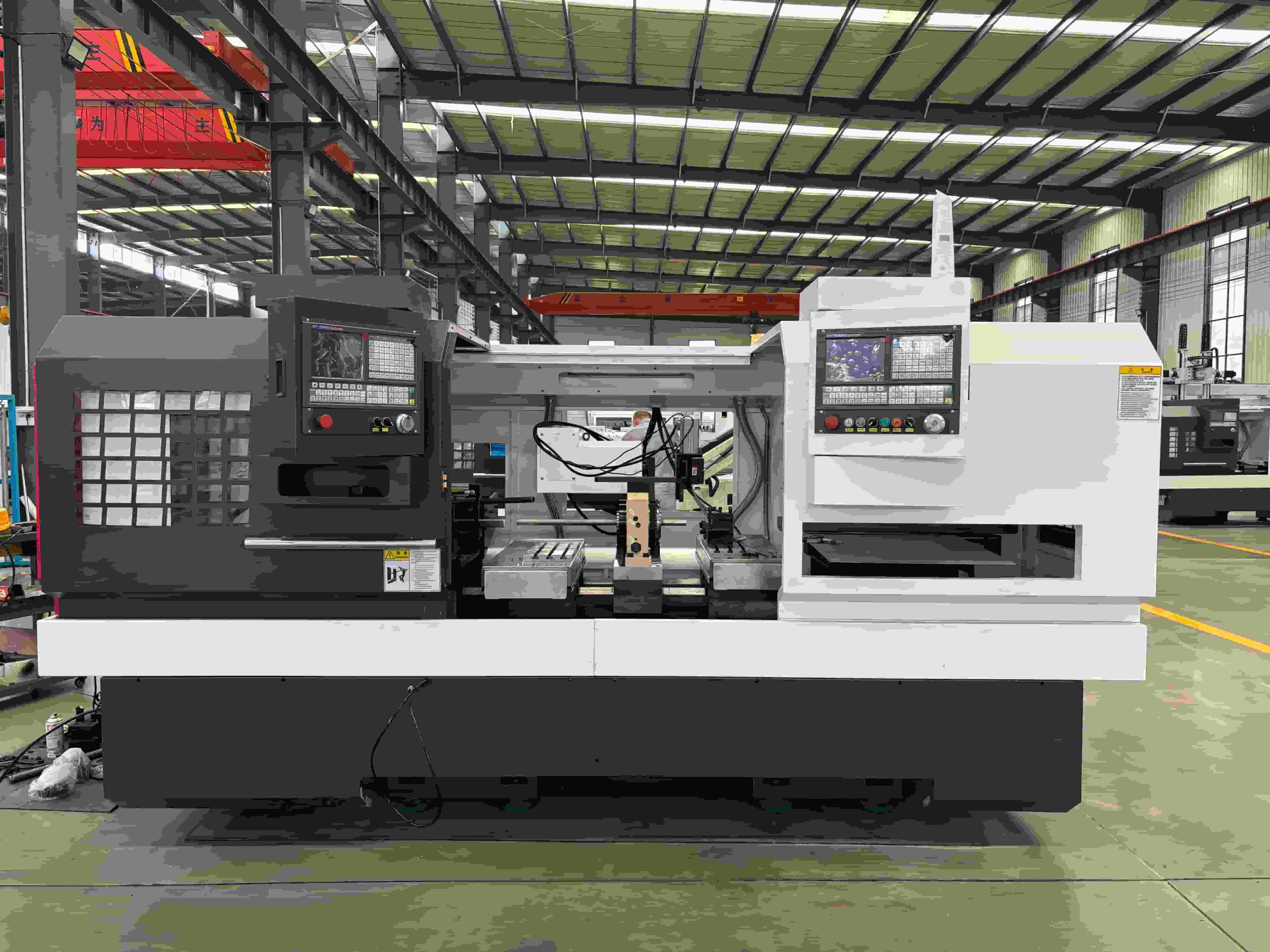 Hydraulic Single-Spindle Double-Head CNC Lathe | Fast Cutting for Precision Machinery Parts