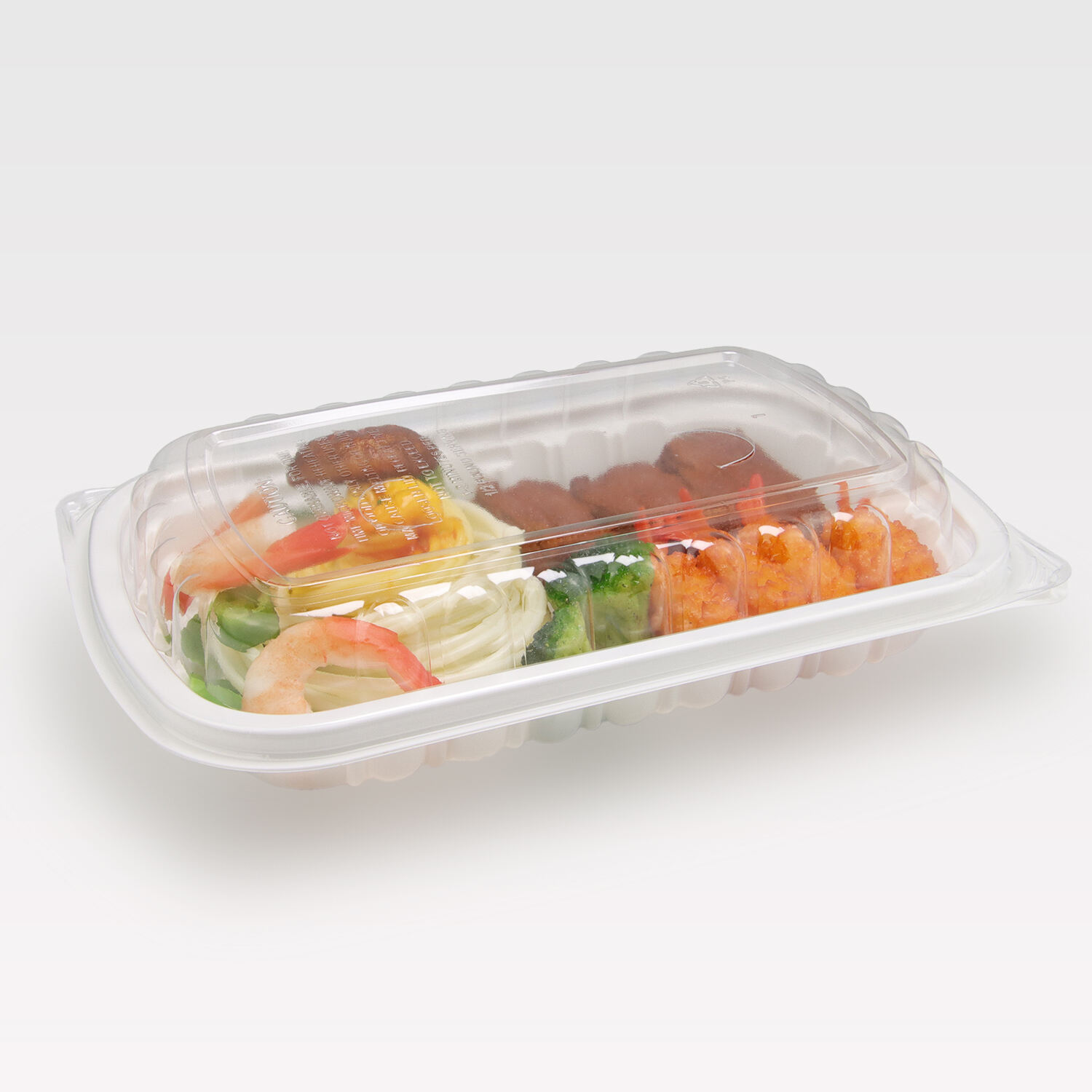 リサイクル可能なホワイトPPプラスチック製ランチボックス OPSフタ付き（卸売）