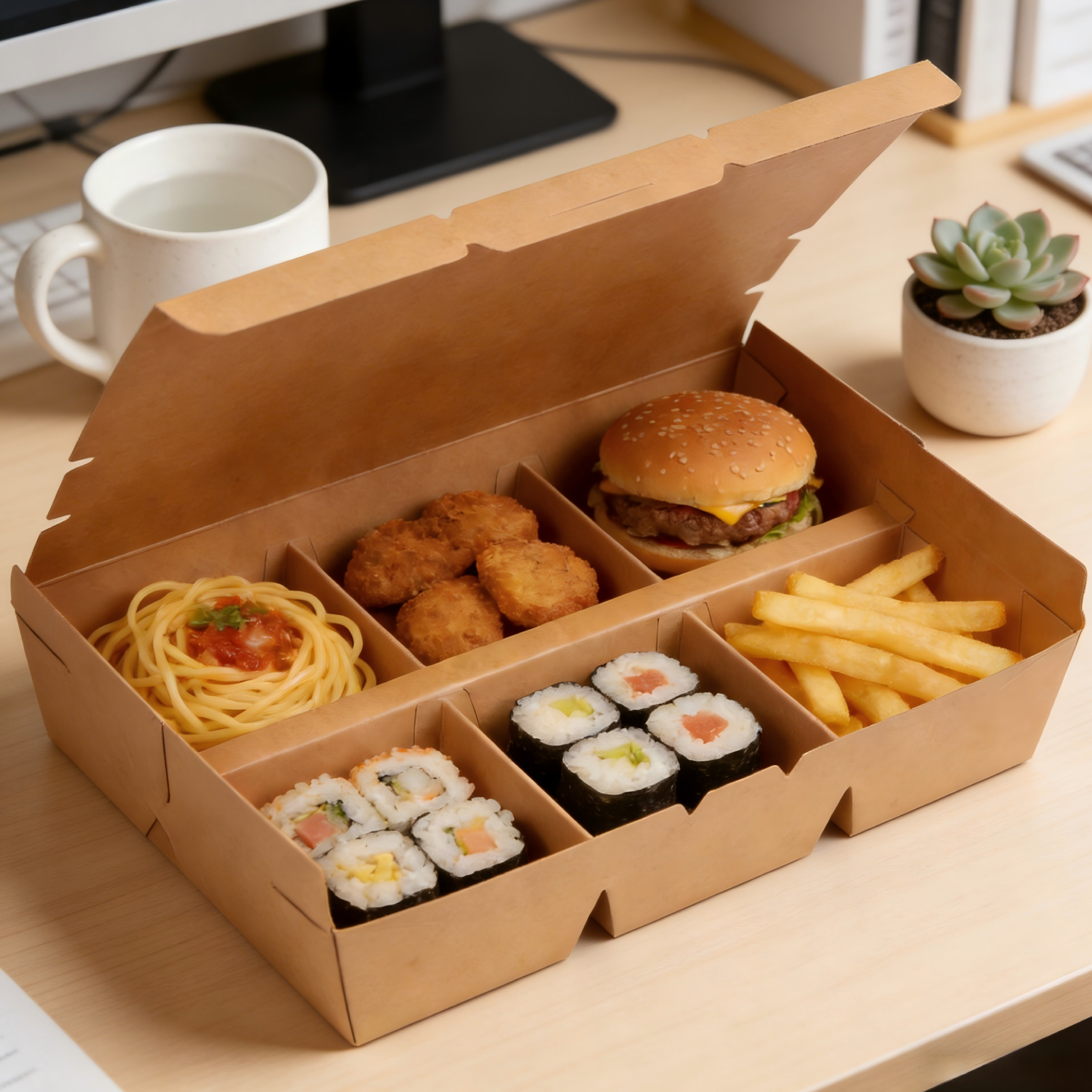 Многосекционные контейнеры для пищевых продуктов из крафт-бумаги: экологичное решение для упаковки брендов общественного питания