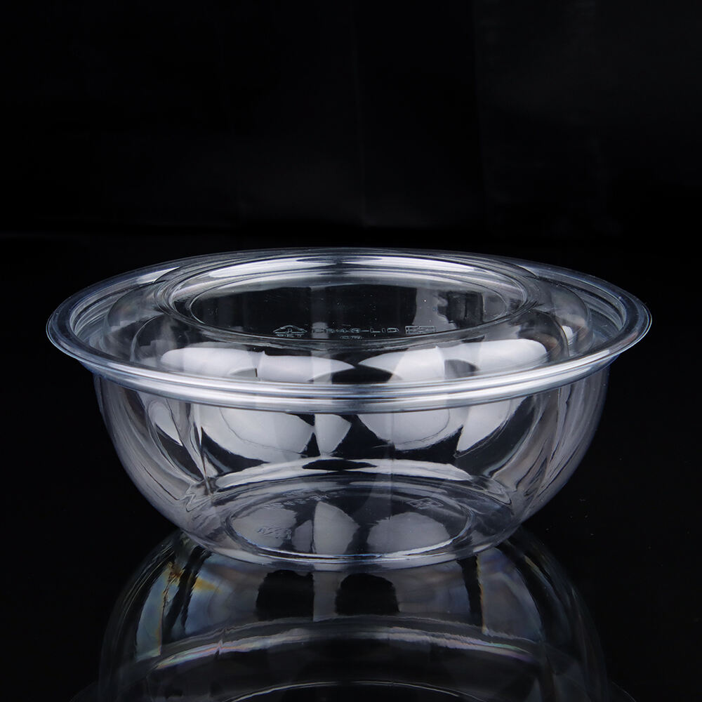 48 oz klar PET-salladsbowl med utæthedsbeskyttende låg | Engangsskåle i fødevareplastik til engros