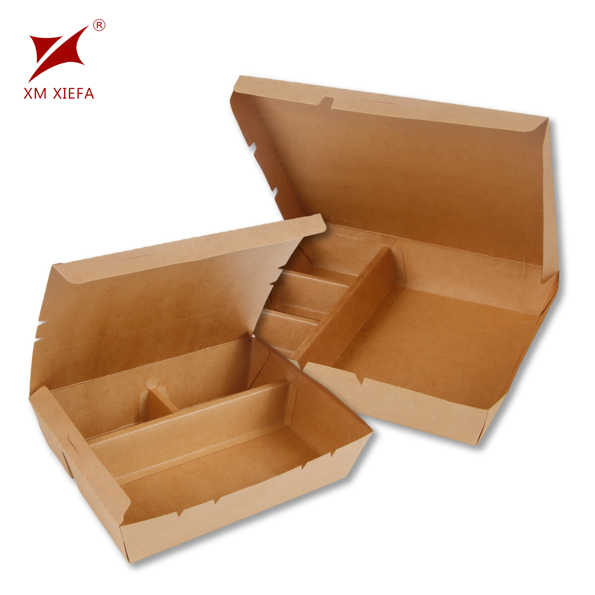 Δοχείο εξωτερικής παραλαβής τροφίμων από κράφτ χαρτί με 3 διαμερίσματα