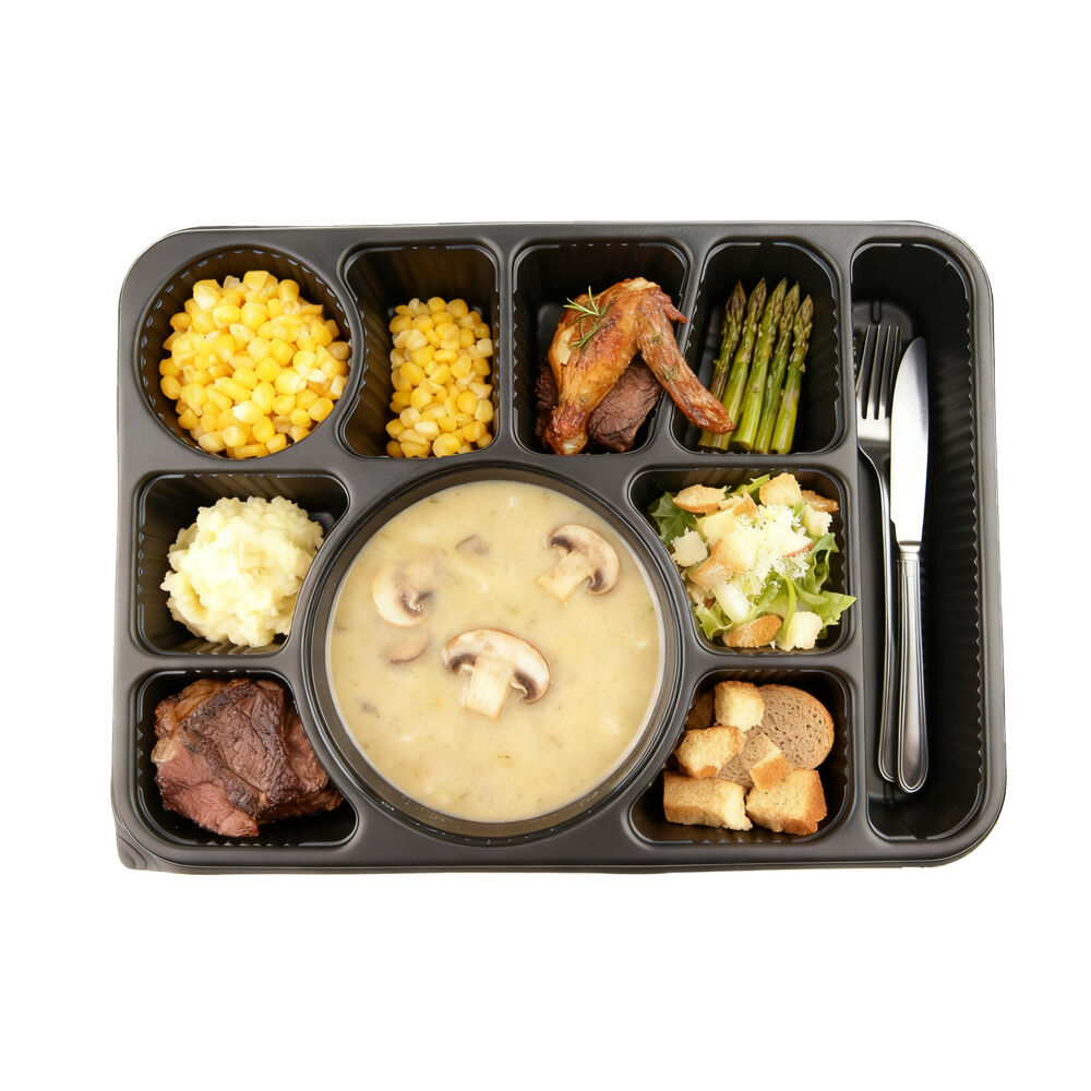 10-chompartáidneach, PP, déanta de láimh do chlúdaithe bia, málaíon déanta le hatachóid agus bia