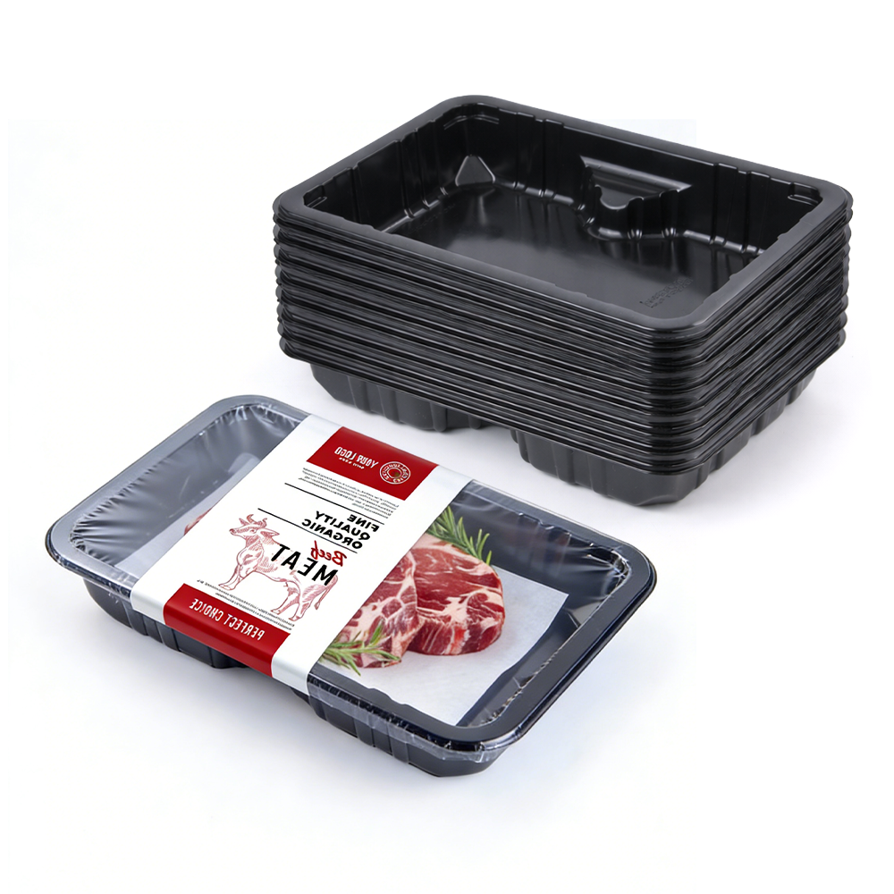 Black PP Meat Tray with Absorbent Pad | One-Stop Food Packaging Solution